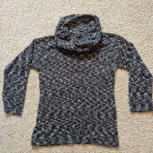 Large Anne Klein Cowl Neck Sweater Black and Grey